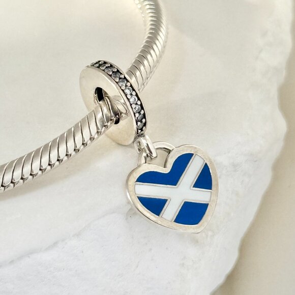 Pandora Jewelry - Pandora SCOTLAND Flag Heart Dangle S925 Silver Charm